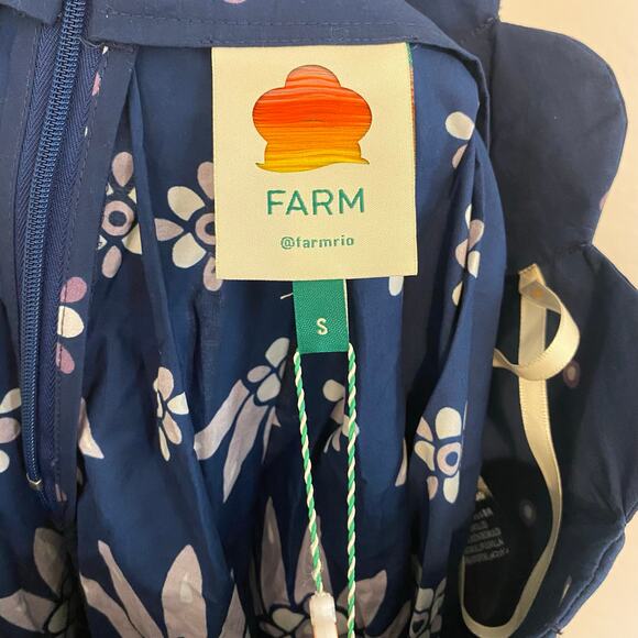 Farm Rio Ainika Martina Dark Blue Midi Skirt Pineapple 100% Cotton Scalloped - Picture 5 of 7